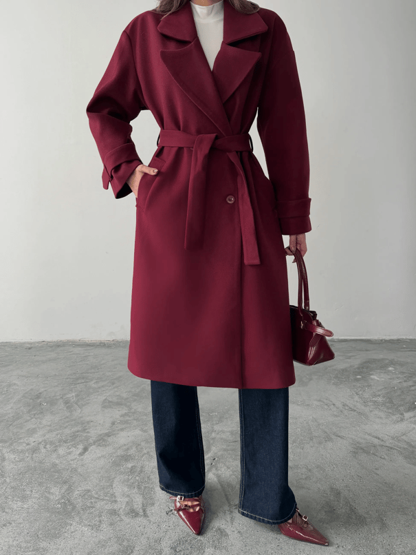 Premıum Kuşaklı Kaban  - Bordo