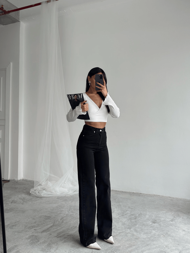 Massimo Paça Kesik Palazzo Jean - Siyah