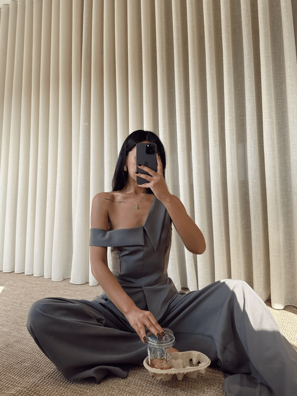 Tek Omuz Büstiyer - Füme