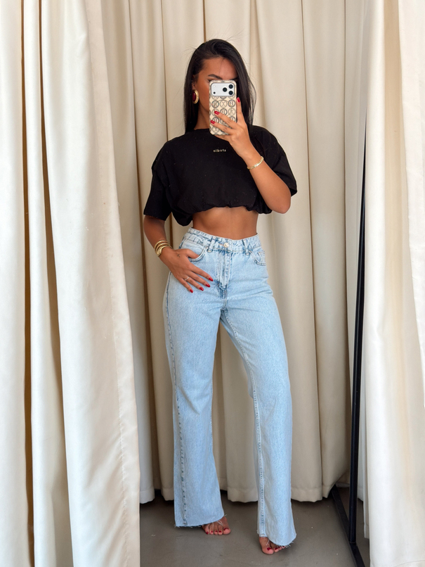 Klasik Model Kesik Paça Jean - Buz Mavi
