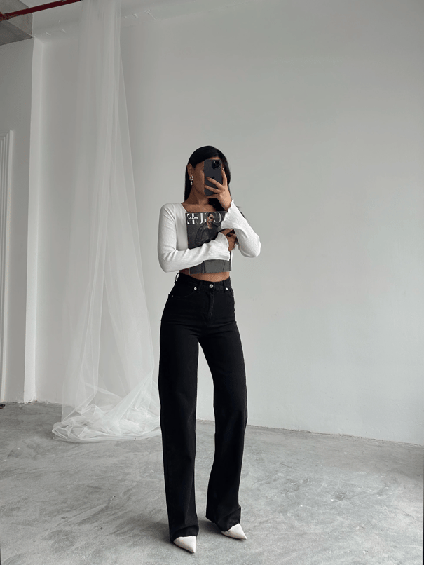 Massimo Paça Kesik Palazzo Jean - Siyah