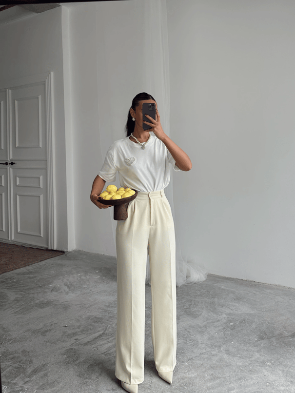 My Palazzo Kumaş Pantolon - Limon Sarısı