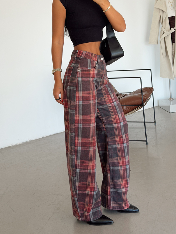 Ekoseli Baggy Jean - Ekose