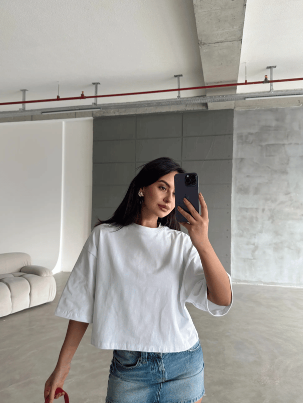 Oversize Basic Crop - Ekru