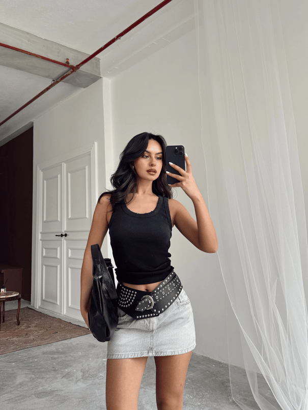 Liza Basic Crop Siyah - Siyah