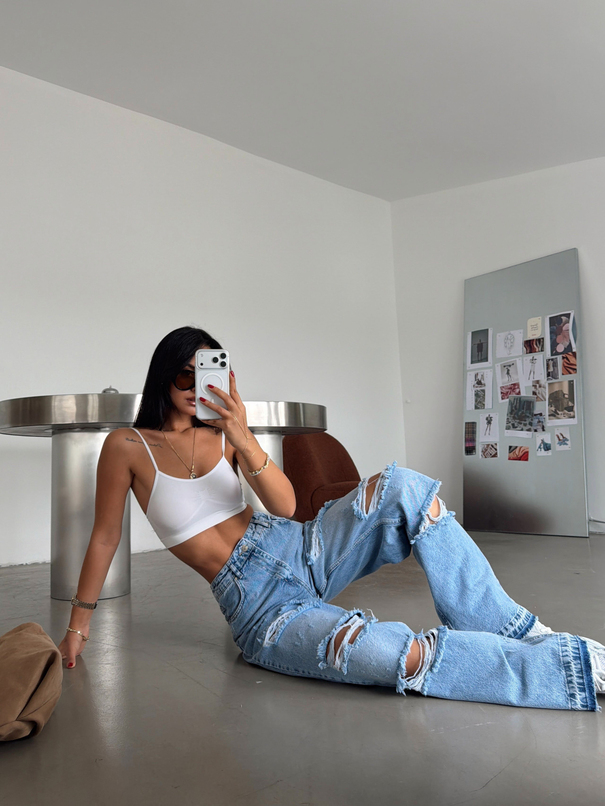 Lazer Kesim Jean - Mavi