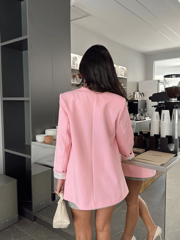 Astar Detaylı Kulplu Ceket  - Pudra Pembe