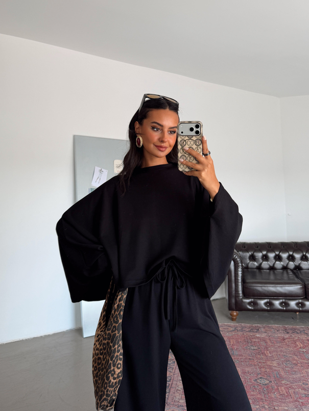 Yarasa Kol Oversize Takım - Siyah