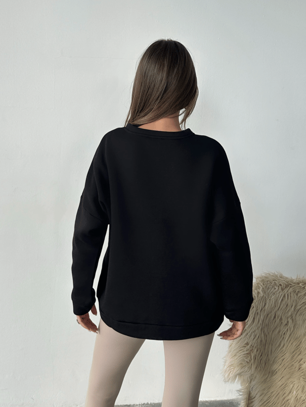 Eagles Üç İplik Oversize Sweat Siyah - Siyah