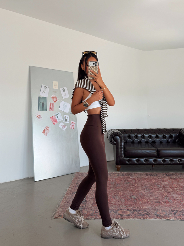 Yüksek Bel Fit Tayt - Kahve