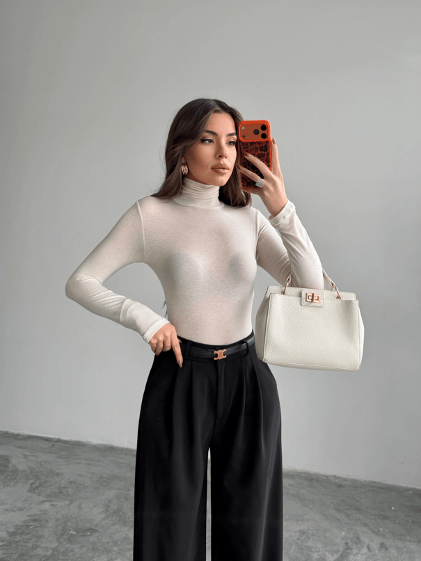 Balıkçı Transparan Bluz - Ekru