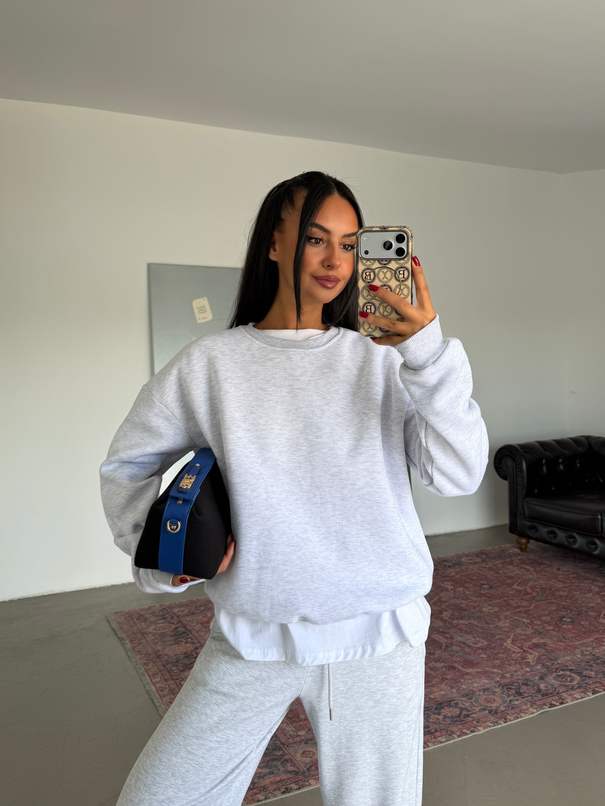 Düz Basic Sweatshırt - Gri