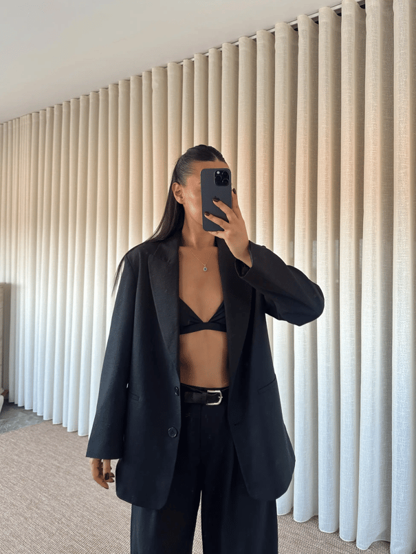 Lily Keten Blazer - Siyah