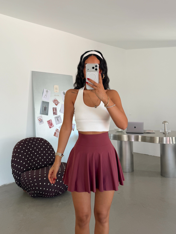 İçi Şortlu Mini Etek - Gül Kurusu