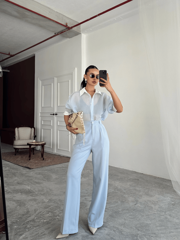 My Palazzo Kumaş Pantolon - Bebe Mavi