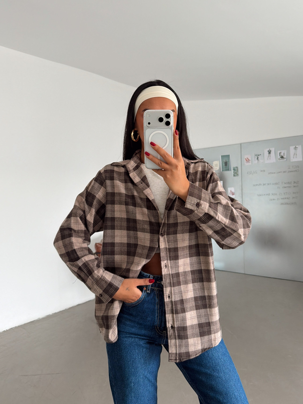Oduncu Gömlek - Bej-Kahve
