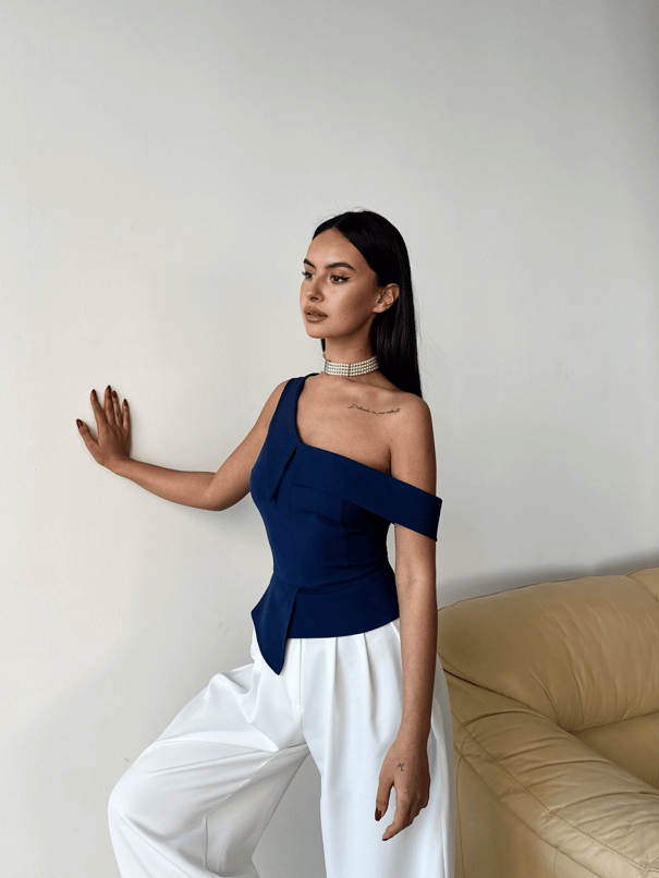 Tek Omuz Büstiyer - Lacivert