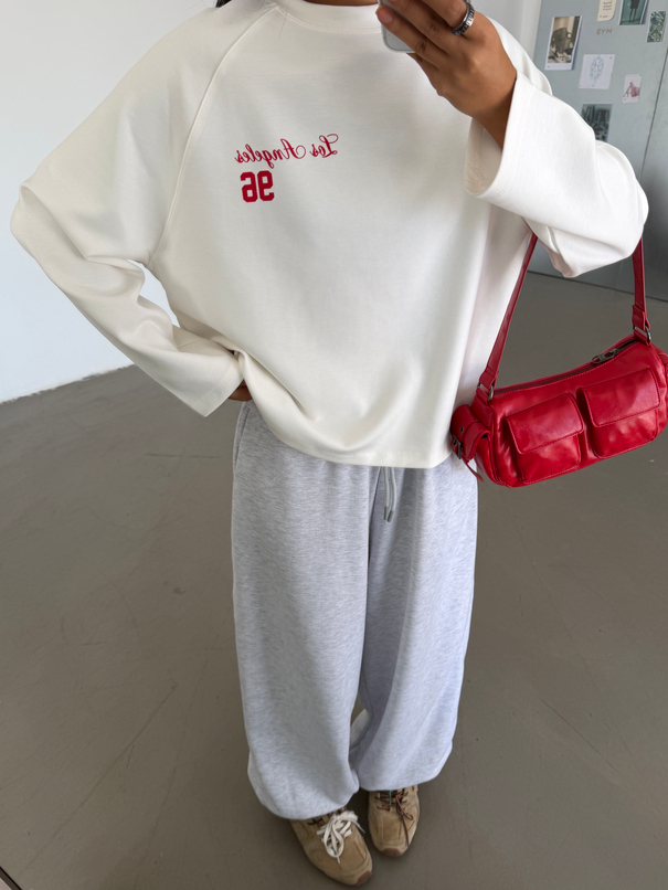 Los Angeles Baskılı Sweat - Beyaz