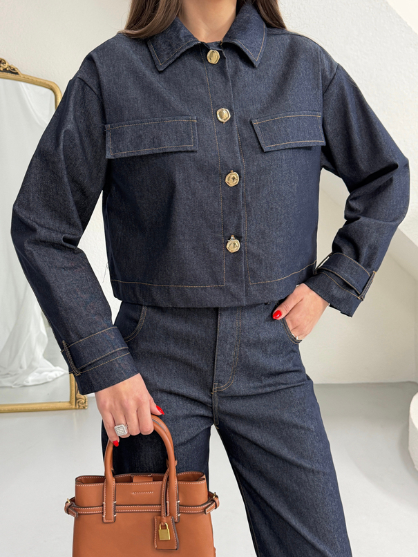 Rahat Kesim Denim Takım - Lacivert