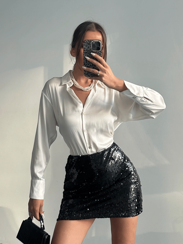 Pul Payet Mini Etek - Siyah