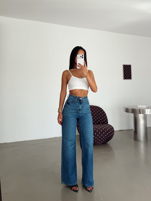 Wide Leg Palazzo Jean - Lacivert