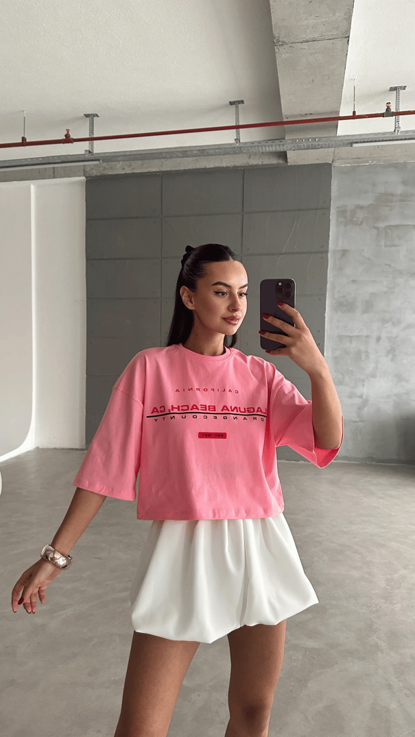 Laguna Beach Crop Basic - Pembe