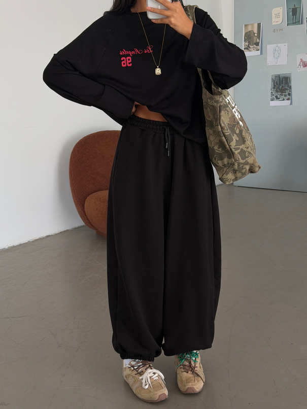 Oversize Jogger Eşofman - Siyah