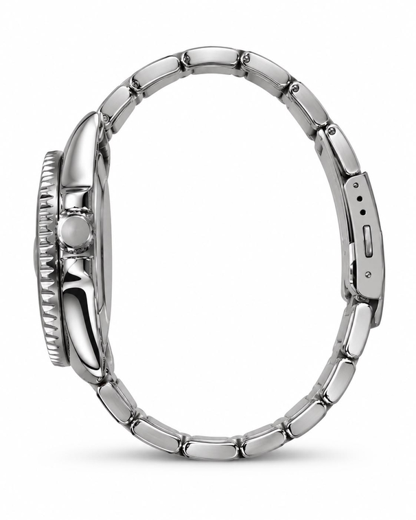 Titan Silver Gold Black saatin yandan kasa ve kordon görünümü