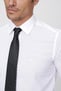 Erkek Beyaz Slim Fit Dar Kesim Düz Sert Yaka Uzun Kollu Gömlek