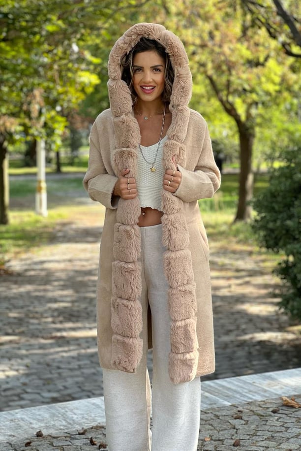 Camel Renk Kürklü Angora Kaban
