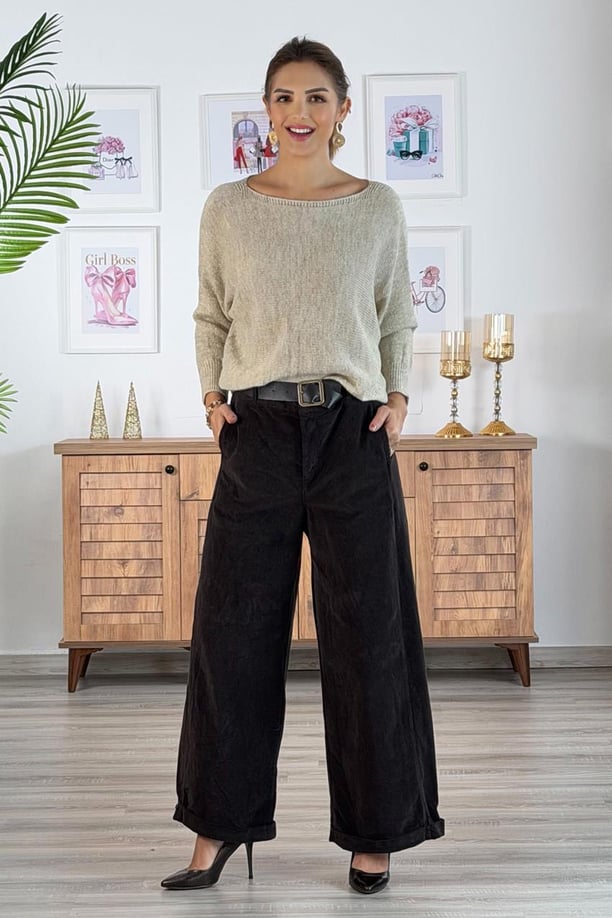 Kahverengi İtalyan Kadife Pantolon