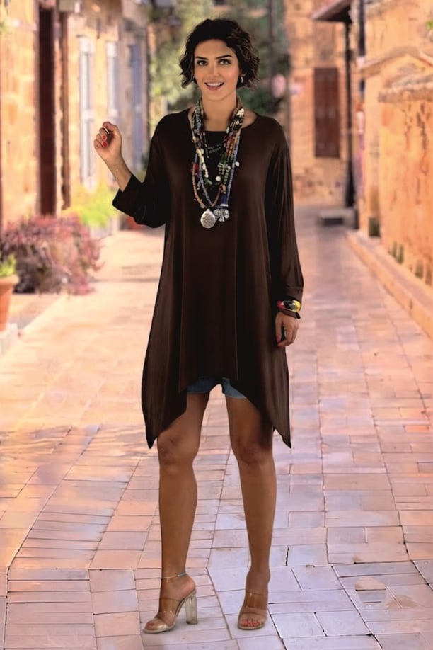 Kahverengi Tunik Elbise