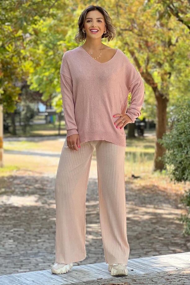 Krem Renk Pamuklu Kaşkorse Pantolon