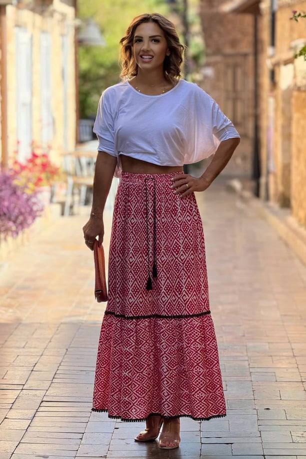 Pembe Çingene Etek - %100 Pamuk Viskon