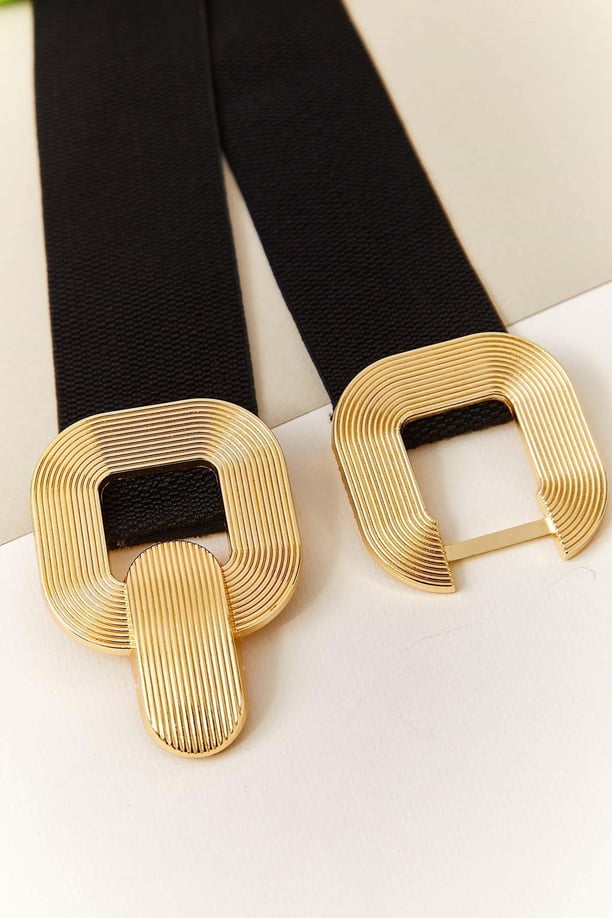 Siyah Altın Tokalı Kemer