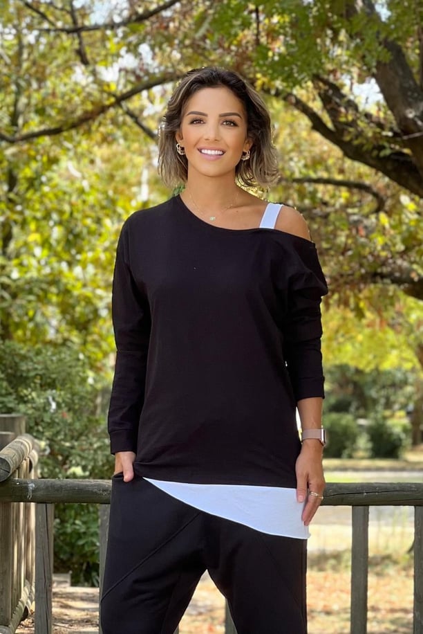 Siyah Askılı Sweatshirt
