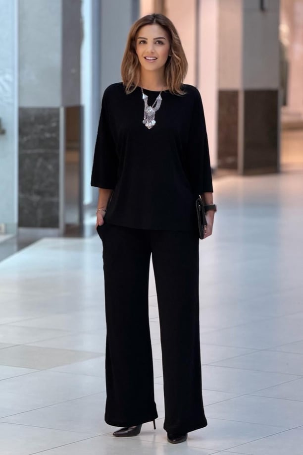 Siyah Basic Pantolon Bluz Takım