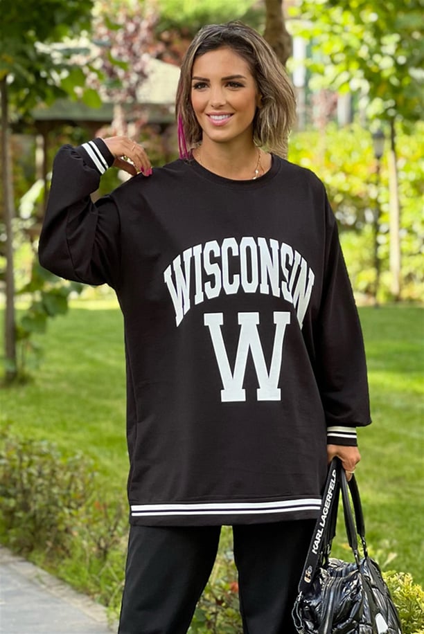 Siyah Wisconsin Sweatshirt