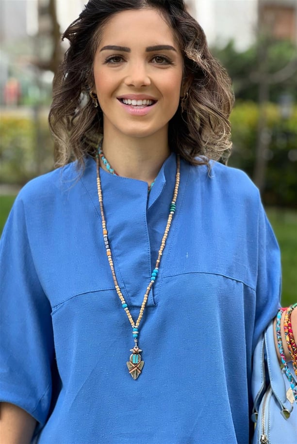 Üçgen Firuze Kolye