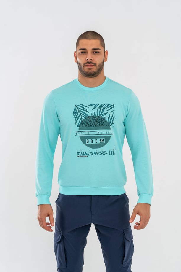 SWEATSHIRT BASIC - 902 - B25 - SU YEŞİLİ