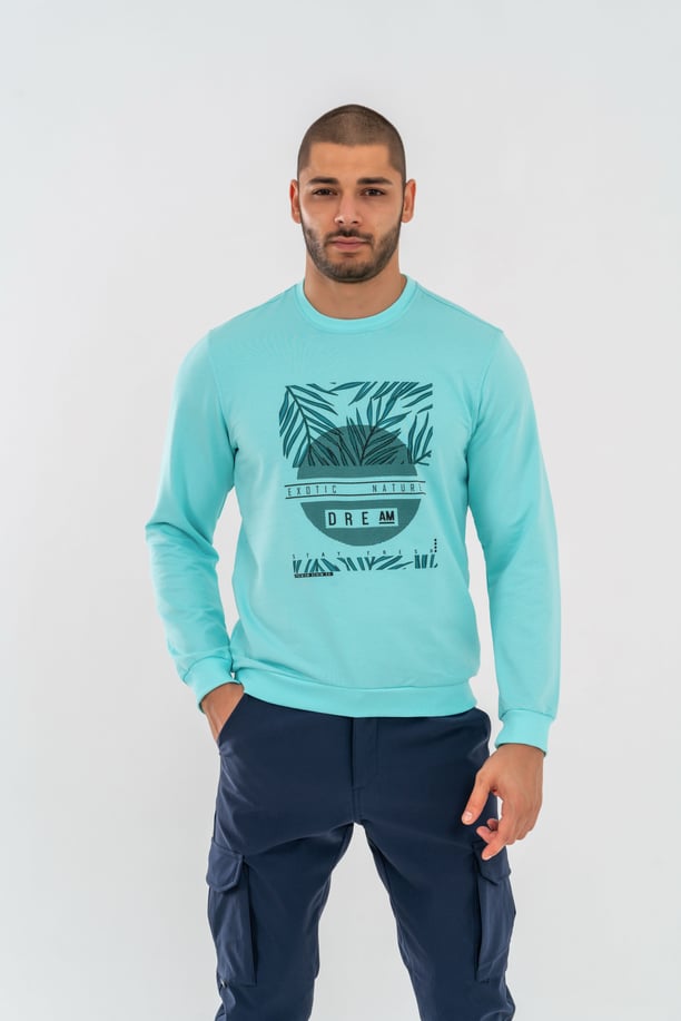 SWEATSHIRT BASIC - 902 - SU YEŞİLİ
