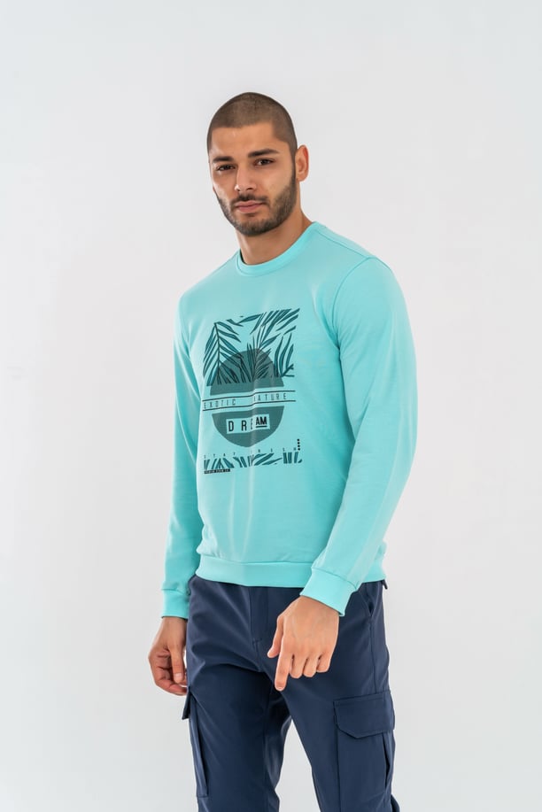 SWEATSHIRT BASIC - 902 - SU YEŞİLİ