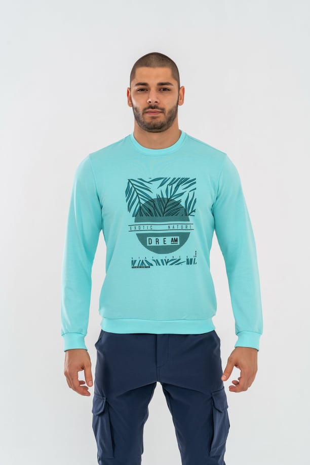 SWEATSHIRT BASIC - 902 - SU YEŞİLİ