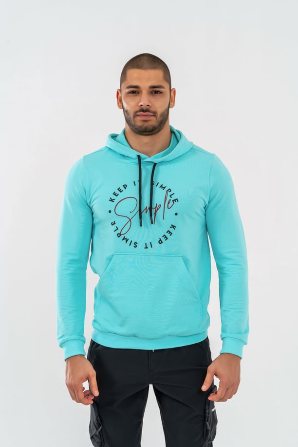 SWEATSHIRT KAPŞONLU - 904 - SU YEŞİLİ