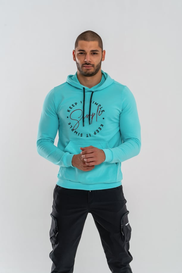 SWEATSHIRT KAPŞONLU - 904 - SU YEŞİLİ