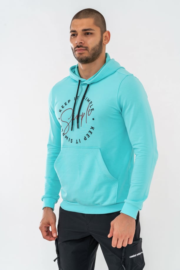 SWEATSHIRT KAPŞONLU - 904 - SU YEŞİLİ