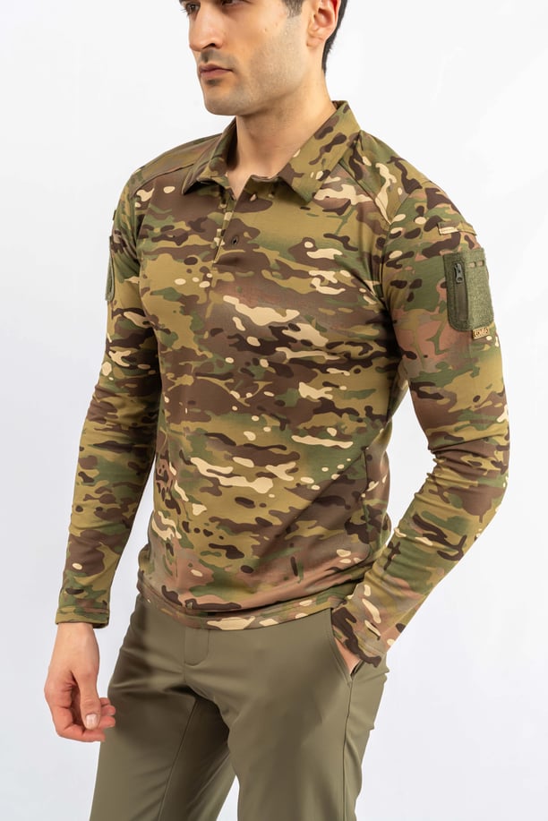 T-SHIRT TACTICAL U.KOL PİKE KAMUFLAJ  - 823
