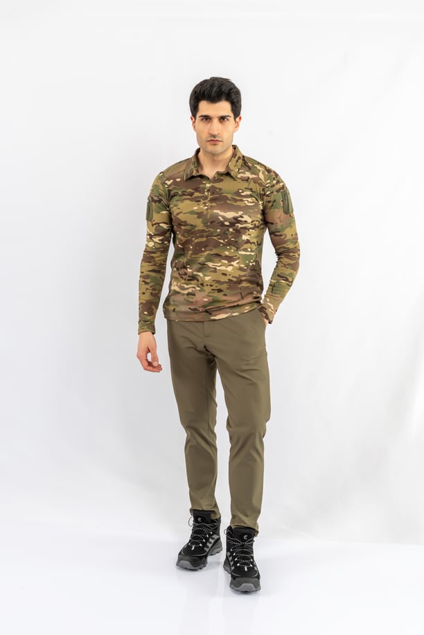 T-SHIRT TACTICAL U.KOL PİKE KAMUFLAJ  - 823