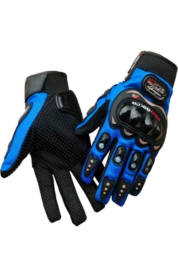 Biker Tam Parmak Korumalı ve Nefes Alabilen Telefon Uyumlu Motosiklet & Bisiklet Eldiveni Pro (MAVİ-XL)