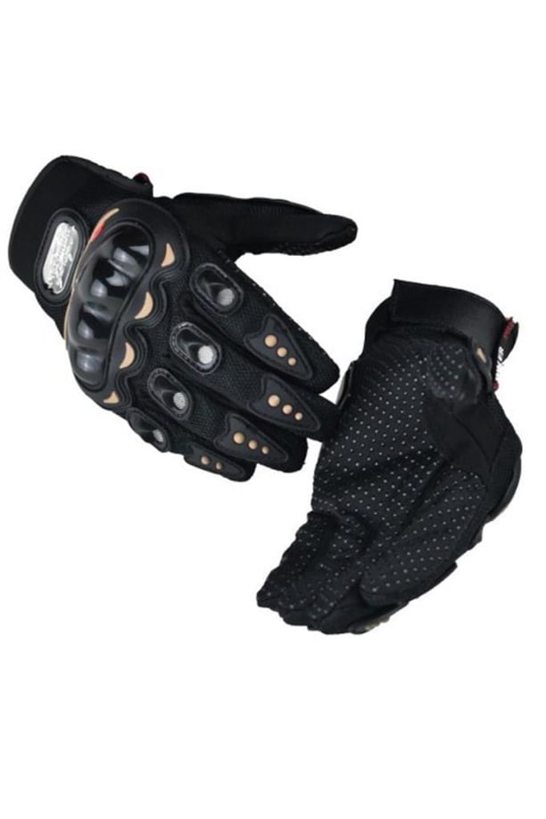 Biker Tam Parmak Korumalı ve Nefes Alabilen Telefon Uyumlu Motosiklet & Bisiklet Eldiveni Pro (SİYAH-L)
